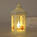 Detalle de linterna LED blanca de Navidad con motivos de Papá Noel y vela encendida - Blanco - Reno
