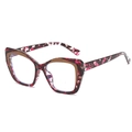 TR90 square eyewear frame with dark red floral pattern and golden metal accents - Red Tortoise with Coffee