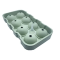 Green silicone ice ball mold tray for 8 round ice spheres with a small plastic funnel - 8-Sphere Morandi Green