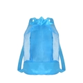 Bright blue mesh drawstring beach bag backpack for outdoor children's toy storage - New Style No Pocket Mesh Backpack Blue 23x50cm