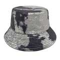 Dettaglio del cappello alla pescatora tie-dye in tessuto grigio argento metallizzato - M (56-58cm) / Tie-Dye Nero Grigio (3#)