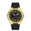 Men's sports watch featuring a gold alloy case and black silicone strap with dual display - 6062 Black Gold Women's