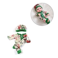 Floral print baby doll romper and matching hat set for 30cm newborn doll clothes - Red and Green Floral Romper and Hat