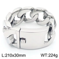Bracciale a catena cubana da 30mm in acciaio inossidabile argento con chiusura spessa - Bracciale a Catena Cubana (KB190947-KJX) / Bracciale Argento