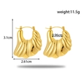 Gold double-layered petal chunky earrings with textured finish and dimensional details - ER-1398 Croissant Pleated