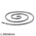 Collier chaîne maille vénitienne en acier inoxydable argenté, 500 mm par 6 mm - Longueur 45cm / Largeur 6mm / Argent
