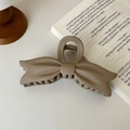 Matte khaki bow hair claw clip for thick hair, stylish resin shark clip for updos - Swallowtail Light Coffee-13.5cm