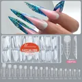 Maattabel voor 160 stuks transparante stiletto nagelverlengingsvormen in 16 verschillende maten - Lange Stiletto Stijl (01) / 160-Stuks Verpakking / Transparant