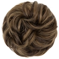 Brown hair bun extension with blonde highlights made of high-temperature synthetic fiber - Coffee Brown
