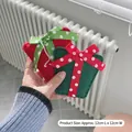 Décorations de Noël en feutre forme cadeau rouge et vert avec ruban à pois, 12cm - Cadeau de Noël Rouge