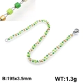 Bracelet perlé bohème fait main avec perles vertes et dorées, taille 195x3,5 mm - Style De Perles Carrées Vert Jaune Blanc (KB130361-Z)