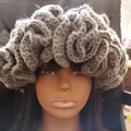 Gray crochet knit fisherman hat with ruffle texture on a mannequin head - Adult 56-59cm / Medium Grey