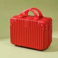 Mini 14-inch red hardshell vanity case with vertical stripes and metal corners - 14" / Red