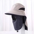 Sombrero para el sol beige con máscara desmontable y solapa para el cuello exterior - Beige