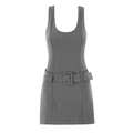 Combishort gris à rayures sans manches avec ceinture ajustable pour femmes - S / Gris