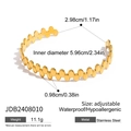 Bracelet jonc en acier inoxydable doré 18 carats avec diamètre intérieur de 5,96 cm - Bracelet Jonc Ouvert à Vagues Ovales Doré (JDB2408010)