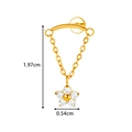 Golden titanium piercing stud featuring a flower pendant with clear zircon stones - Flower / Gold