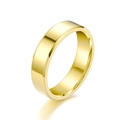 Polished golden stainless steel ring with double beveled edges on white background - US 6 / 6mm / Gold