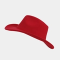 Classic bright red felt fedora hat with a wide brim and teardrop crown for autumn fashion - M / Red