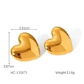 Specifiche dettagliate delle dimensioni per orecchini a cuore in acciaio dorato da 11,6g - Stile Cuore Oro con Superficie Liscia (HC-E10475)