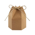 Hexagonal brown kraft paper gift box with rustic twine bow closure for candy - Brown