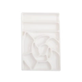 White plastic nail art palette organizer with multiple grid compartments for tool storage - White
