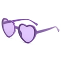 Leuchtend lila herzförmige Sonnenbrille mit passenden Gläsern für Partys und Mode - Violetter Rahmen / Violette Gläser