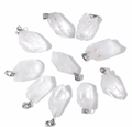 Natural clear white quartz crystal pendants with silver metal clasps in irregular shapes - 1pc Raw Stone Pendant