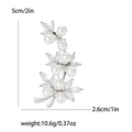 Broche fleur argentée avec perles et zircons, dimensions 5x2,6cm et poids 10,6g - Argent-8437