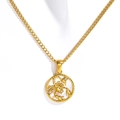 Gold Scorpio zodiac coin necklace with white mother of pearl inlay and crystal accents - Scorpio - Gold