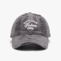 Distressed dark grey washed cotton baseball cap with vintage embroidery and ripped details - Dark Gray
