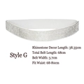 Funkelnder weißer elastischer Gürtel mit silbernen Strasssteinen, 3,7 cm breit - Stil G Weiß - Weiße Basis Vollsilberne Strasssteine