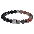 Bracelet extensible pour homme en perles d'obsidienne noire facettées de 10 mm - Pierre d'Océan Facettée & Obsidienne