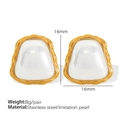 Orecchini a perno quadrati vintage in oro con perle sintetiche stile francese - Oro