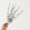 Artificial silver eucalyptus leaves with metallic sheen for home and wedding decor - Silver