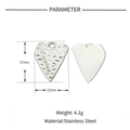 Detailed size view of heart wing pendant with hammer finish and L'amour engraving - VG588 Silver L'amour Textured Heart Pendant