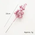 Roze glitter bessenstengel voor kerstmis DIY decoratie, 18cm lengte en 5g gewicht set - Roze