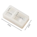 Detailed view of silicone earring mold showing heart and teardrop geometric shapes with dimensions - 50-439-D/Double Slot Rect / White