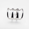 Anello a onde multistrato in argento moderno con design geometrico e minimalista - US 6 / Argento
