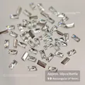 Flatback white rectangular zircon 4x4mm rhinestones for nail art, 50 pieces per bottle - 2x4mm Baguette Flatback Zircon