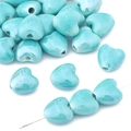 Light blue heart ceramic beads for jewelry making with polished glossy glaze finish - Malachite green