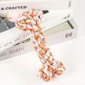 Orange and grey braided cotton rope dog toy in a bone shape for aggressive chewers - Orange White and Grey