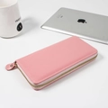 Portafoglio lungo rosa in pelle grana litchi con chiusura a zip per donna di classe - Rosa