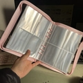 Portable pink zipper storage binder for jewelry with 6-hole ring and transparent slots - Pink Binder + 20 Inner Pages