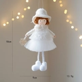 Ángel de Navidad de felpa blanca con copo de nieve dorado para decorar el árbol - Blanco