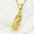 18K gold plated 316L stainless steel Virgin Mary pendant necklace with sparkling rhinestones - SM096 Humanoid Rhinestone Virgin Mary Pendant (No Chain)