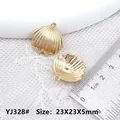 Pendentif coquillage doré pour bijoux DIY, taille 23mm avec texture striée - YJ328# Grand Coquillage / 23X23X5mm