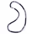 S-shaped 6mm natural map stone beaded necklace with matte black beads and silver clasp - Matte + Map Stone Necklace