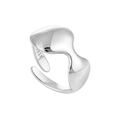 Minimalistischer S925 Sterlingsilber Ring in unregelmäßiger Geometrie, glänzendes Silber - Einstellbar Offen / Weißgold
