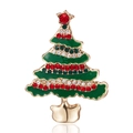 Broche sapin de Noël dorée avec émail vert et strass colorés étincelants - 16BC267-Or Émail Vert Strass Rouge Sapin de Noël